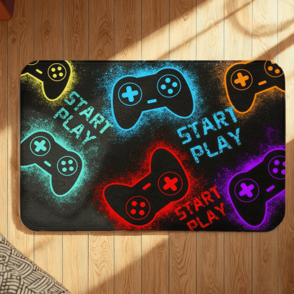 Gamepad Pattern Rectangular Non-Slip Soft And Comfortable Floormat