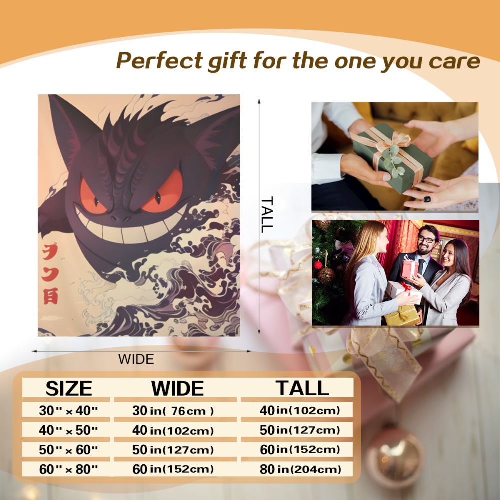 Gengar, Pokemon anime style blanket, soft and comfortable