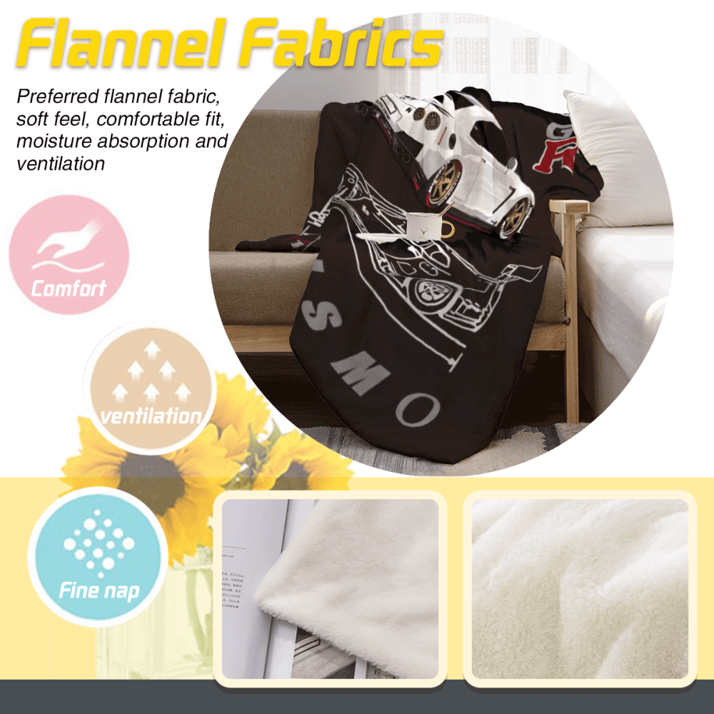 Car Model Line Drawing Pattern, Blanket Soft And Comfortable