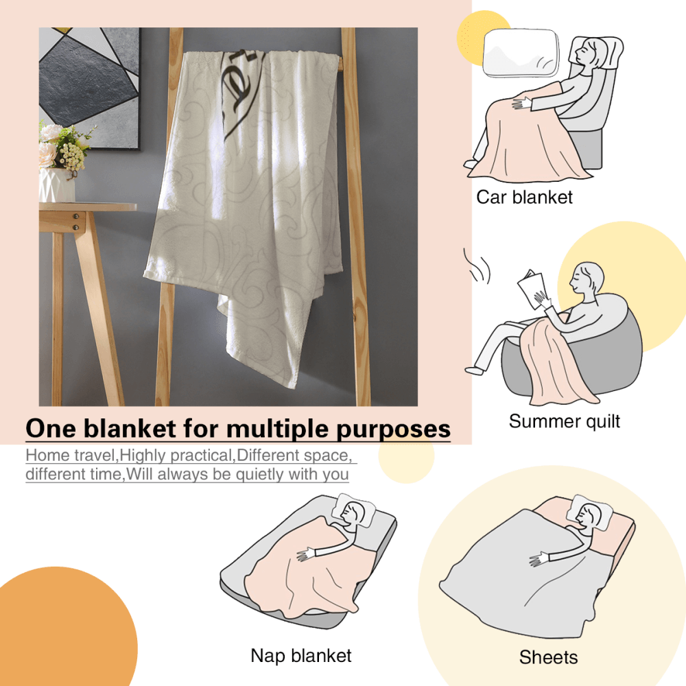 Fashion And Creativity Pattern, White Blanket, Soft And Comfortable