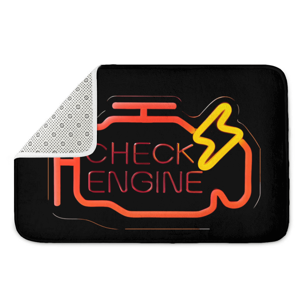 Check Engine Design, Rectangular Non-Slip Soft And Comfortable Floormat