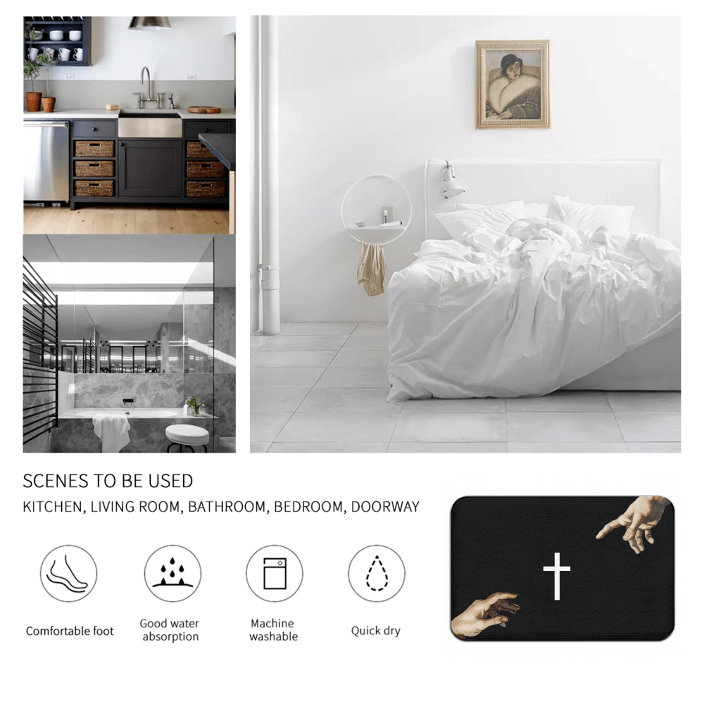 Cross Jesus Pattern, Rectangular Non-Slip Soft And Comfortable Floormat