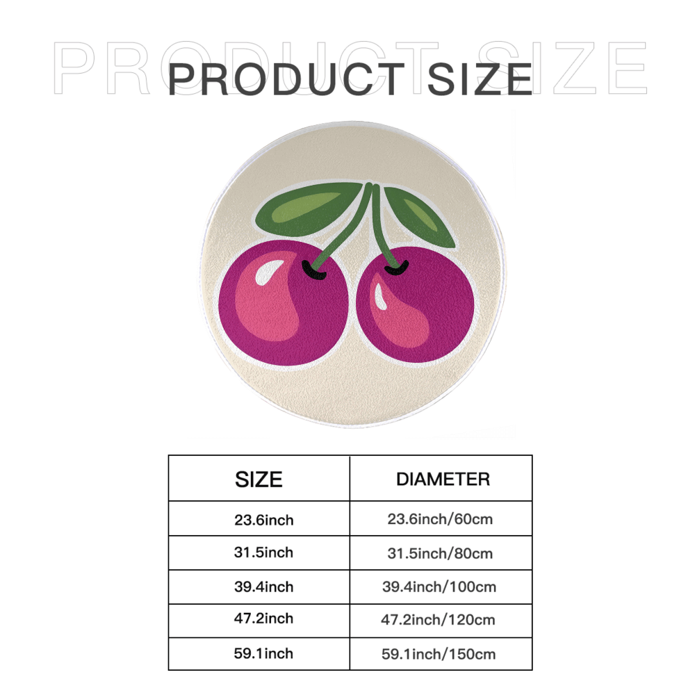 Cherry Round Non-Slip Soft Comfortable Floormat