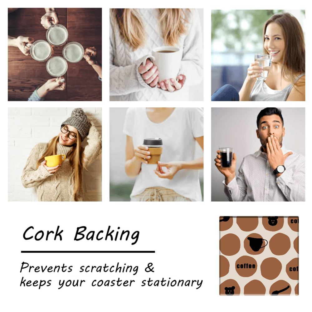 Coffee Creative Design, Square Ceramic Coaster (Combination Pack)