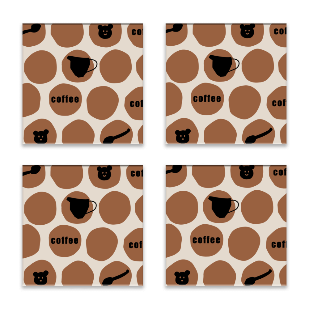 Coffee Creative Design, Square Ceramic Coaster (Combination Pack)