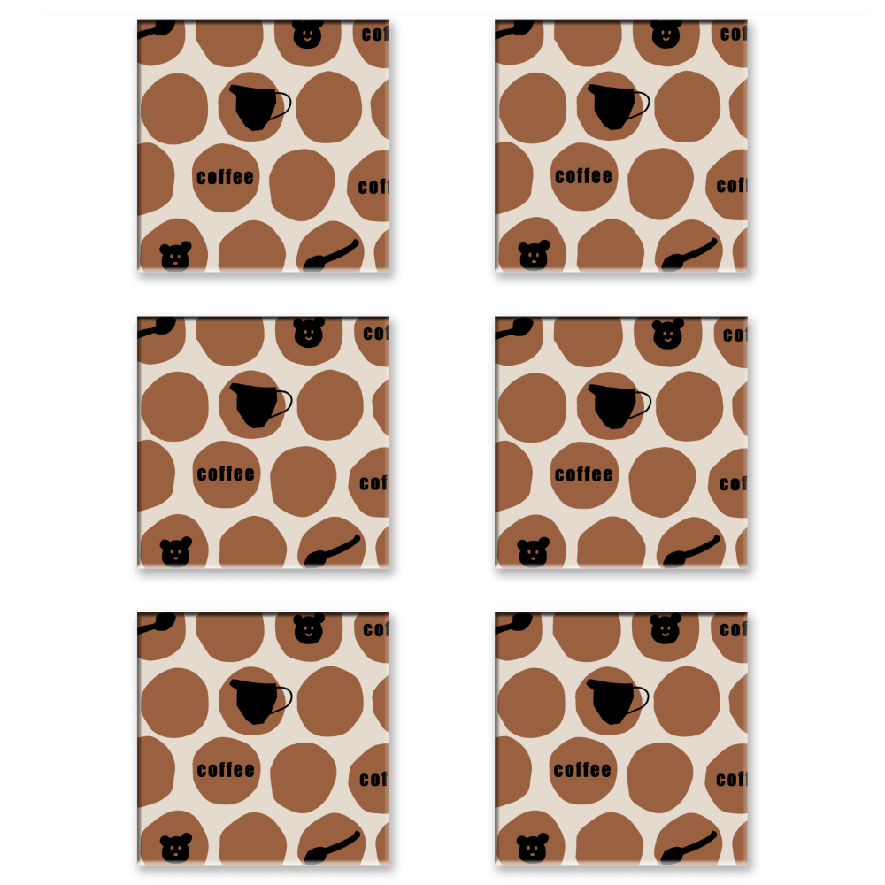 Coffee Creative Design, Square Ceramic Coaster (Combination Pack)