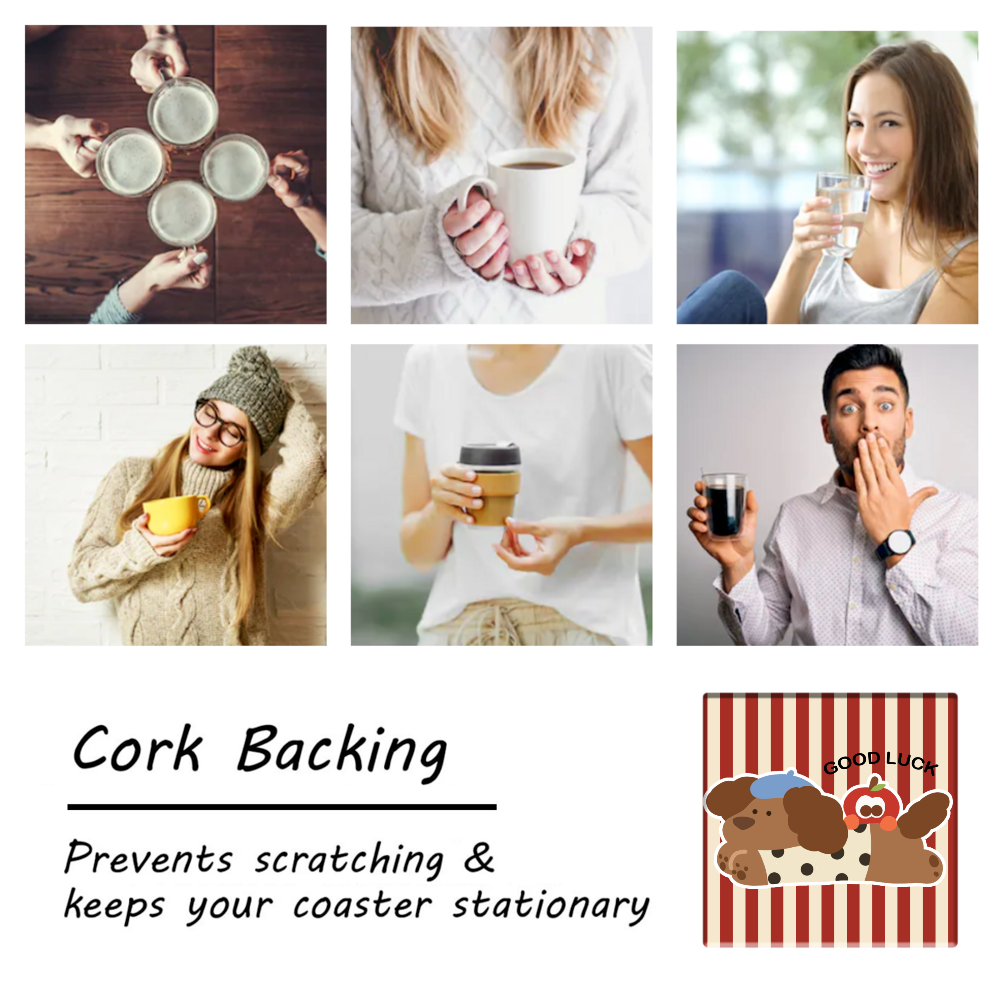 Vertical Striped Dachshund Creative, Square Ceramic Coaster (Combination Pack)