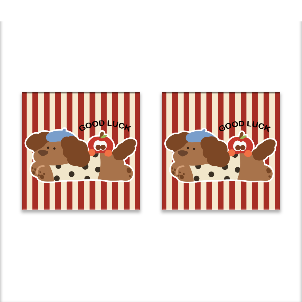 Vertical Striped Dachshund Creative, Square Ceramic Coaster (Combination Pack)