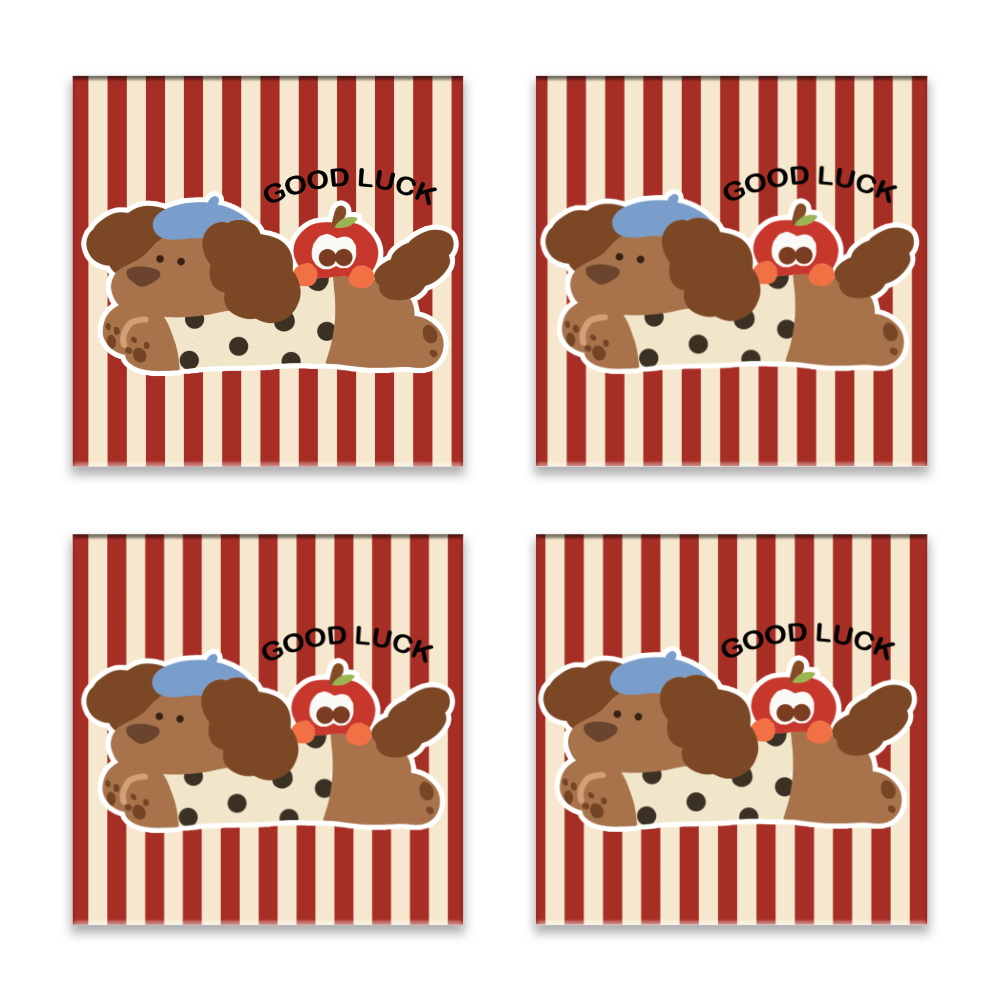 Vertical Striped Dachshund Creative, Square Ceramic Coaster (Combination Pack)