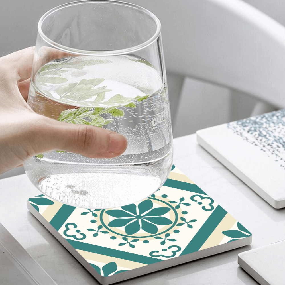 Creative Flower Pattern, Square Ceramic Coaster (Combination Pack)