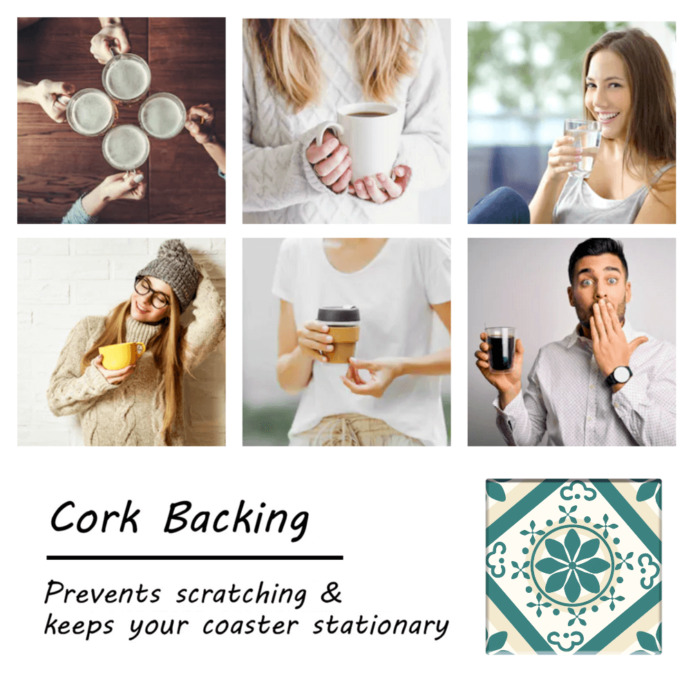 Creative Flower Pattern, Square Ceramic Coaster (Combination Pack)