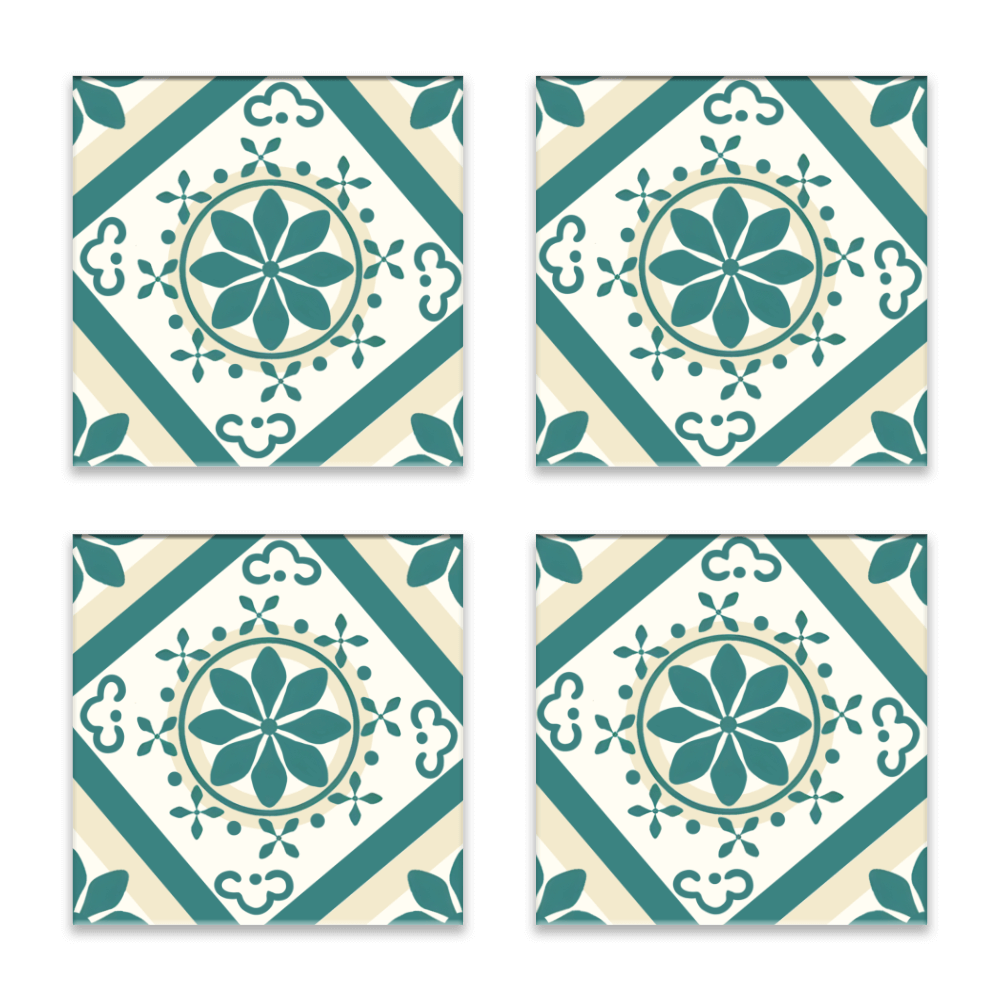 Creative Flower Pattern, Square Ceramic Coaster (Combination Pack)