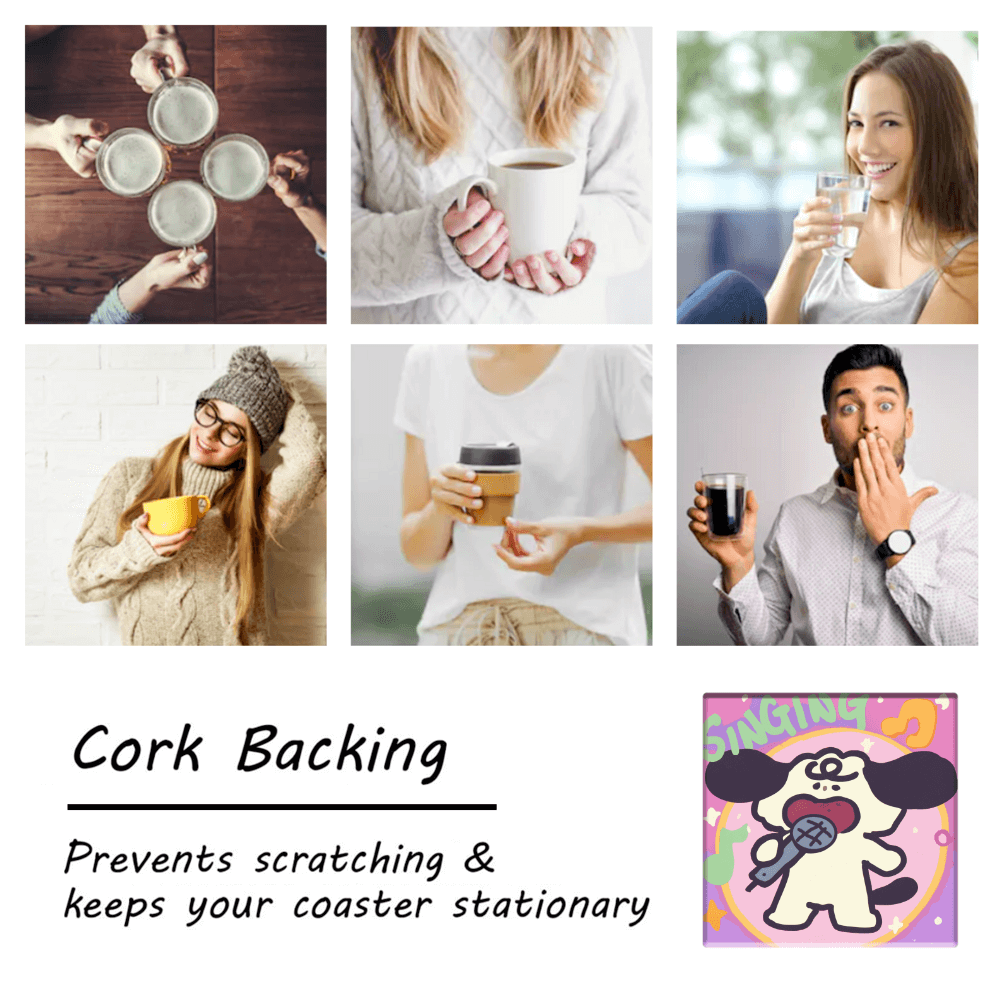 Cartoon Cute Puppy, Square Ceramic Coaster (Combination Pack)