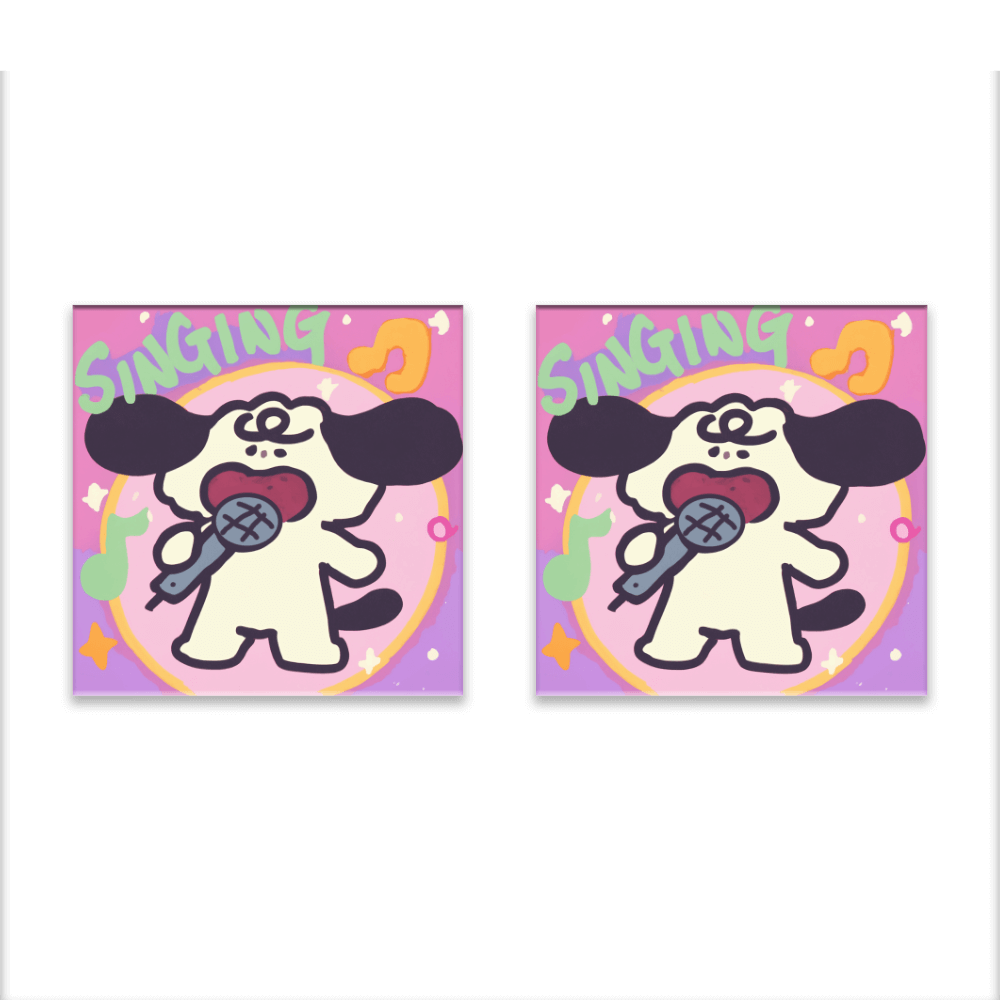 Cartoon Cute Puppy, Square Ceramic Coaster (Combination Pack)