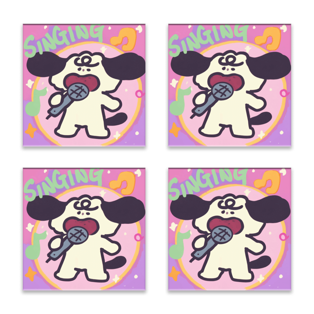 Cartoon Cute Puppy, Square Ceramic Coaster (Combination Pack)