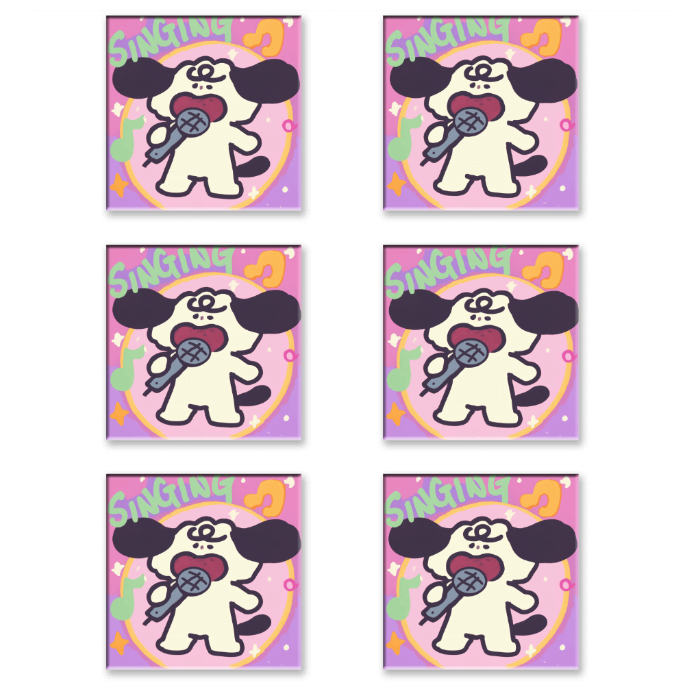 Cartoon Cute Puppy, Square Ceramic Coaster (Combination Pack)