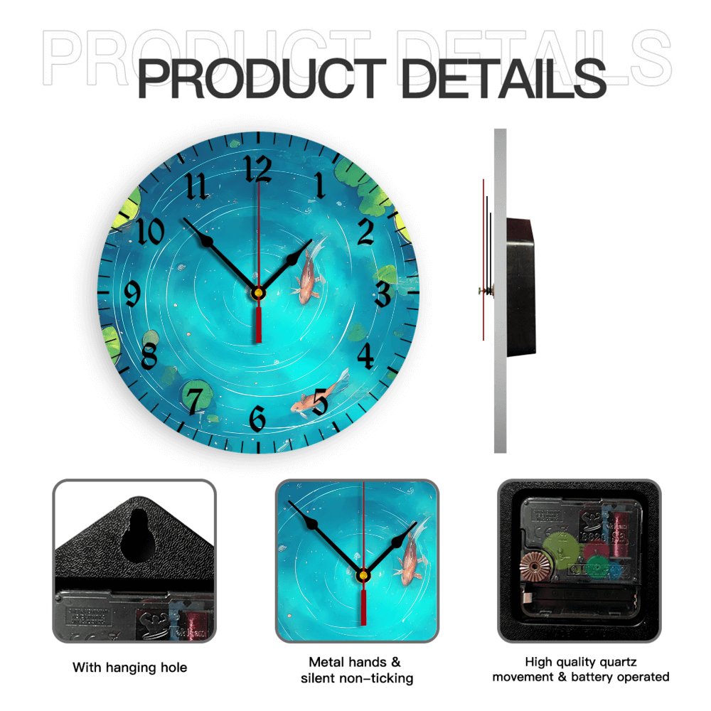 Pond Creative Illustration Design, Round Stylish Luxury Digital Wall Clock