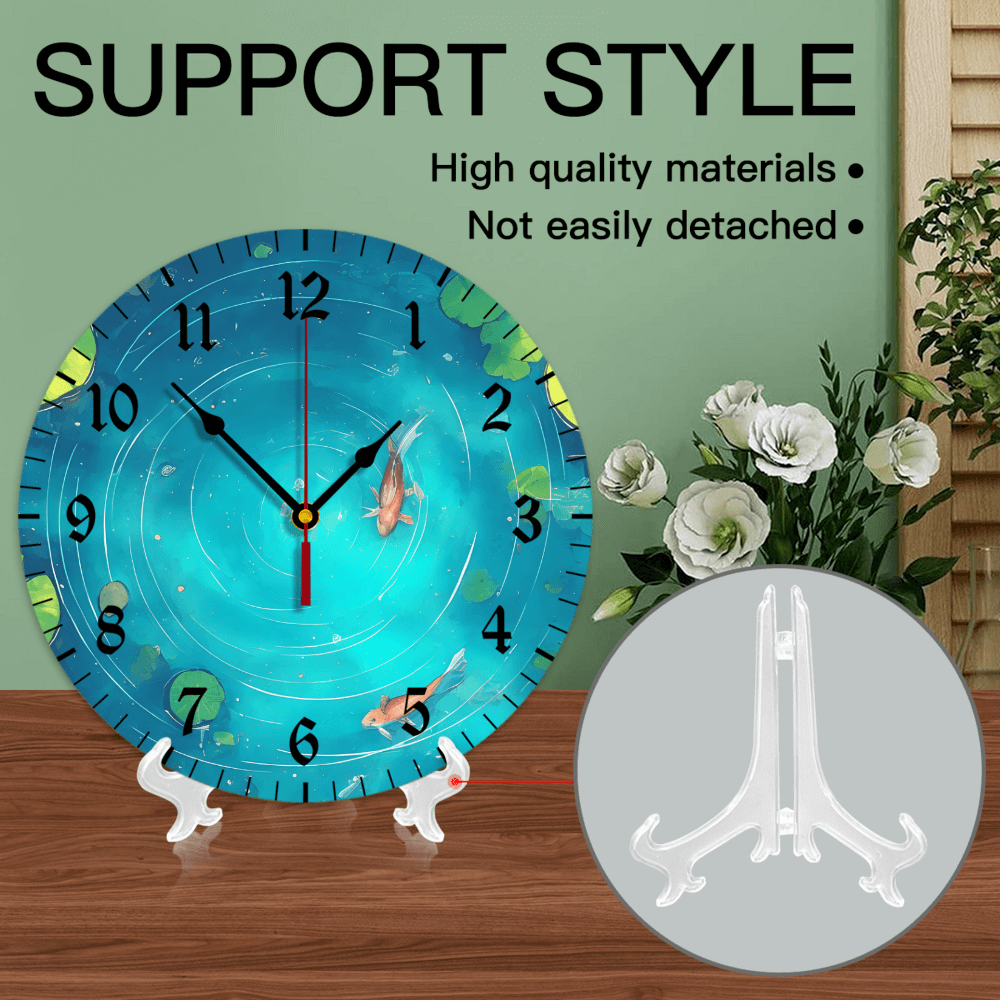 Pond Creative Illustration Design, Round Stylish Luxury Digital Wall Clock
