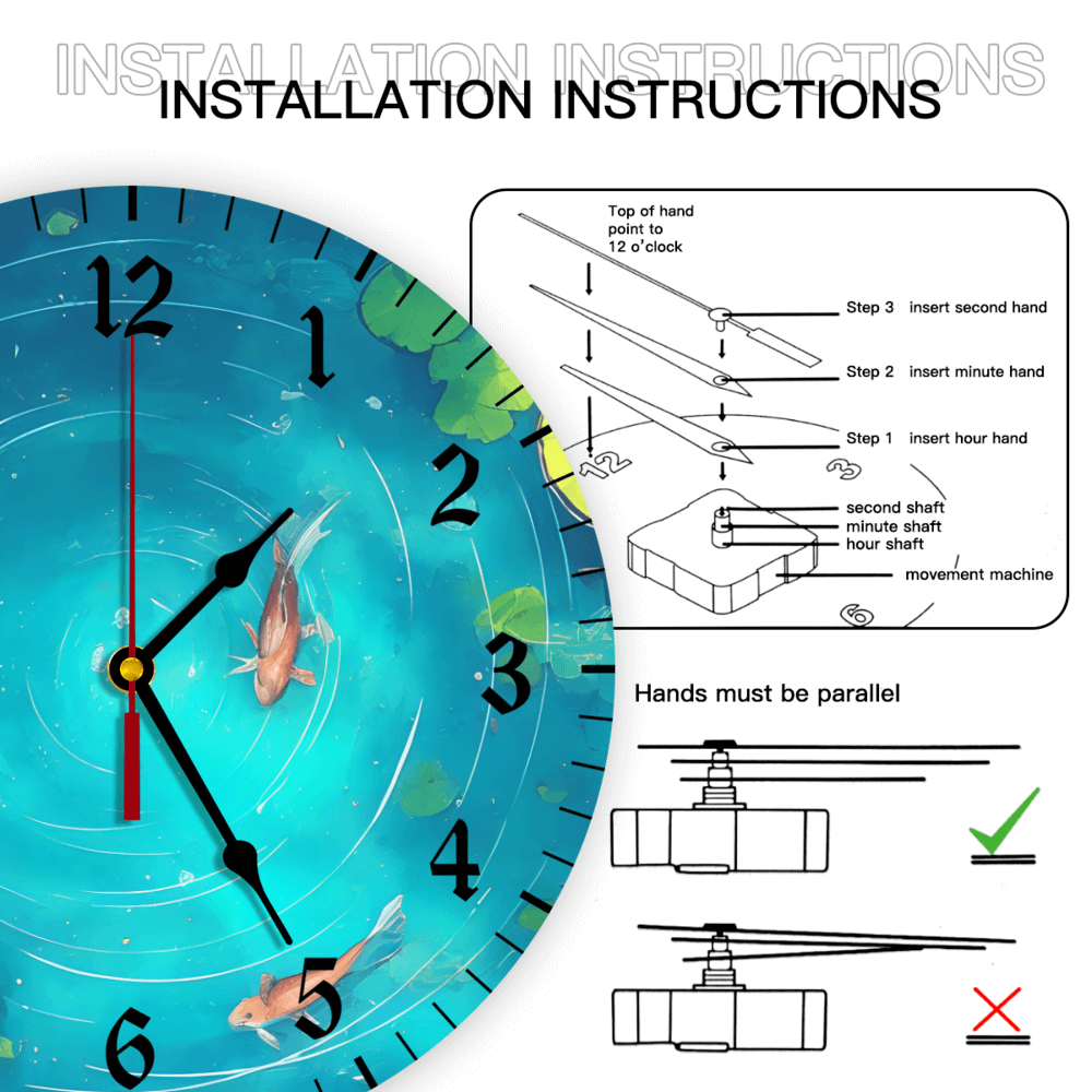 Pond Creative Illustration Design, Round Stylish Luxury Digital Wall Clock