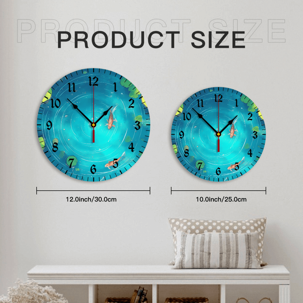 Pond Creative Illustration Design, Round Stylish Luxury Digital Wall Clock