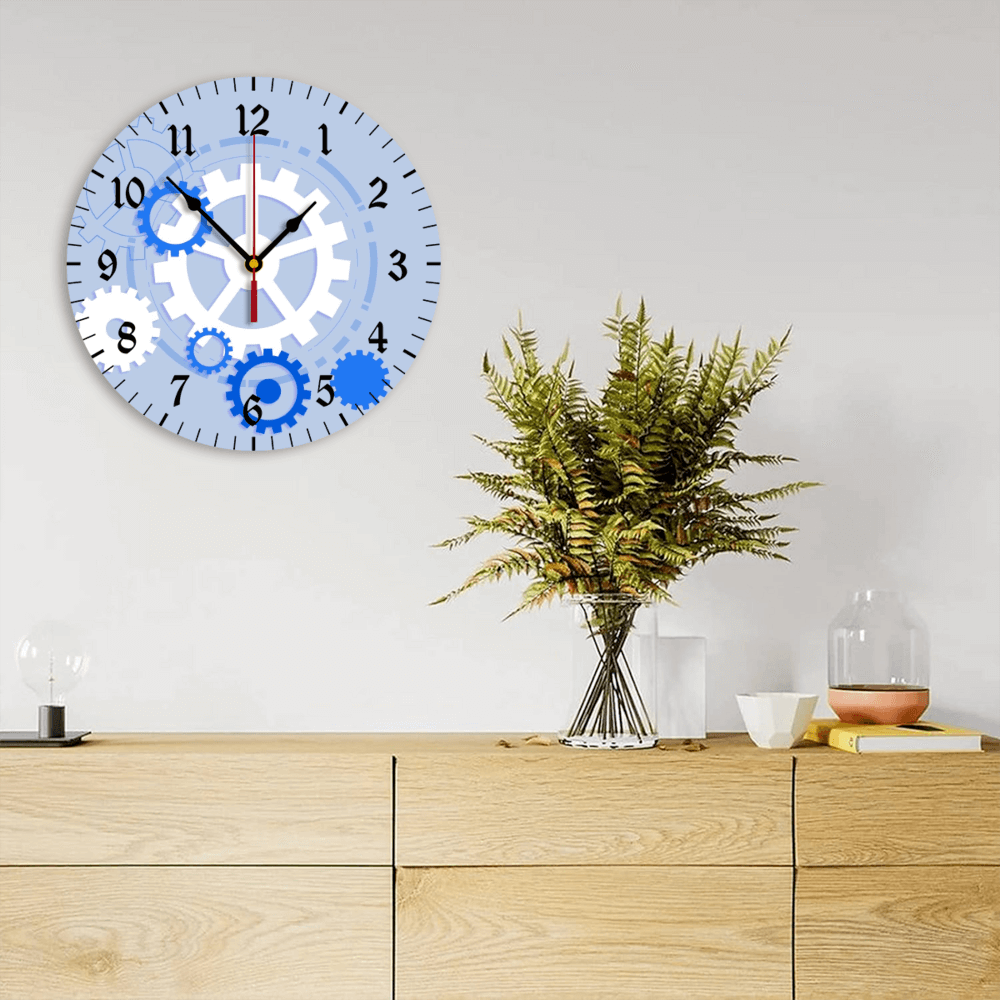 Mechanical Gear Creative Pattern, Round Stylish Luxury Digital Wall Clock