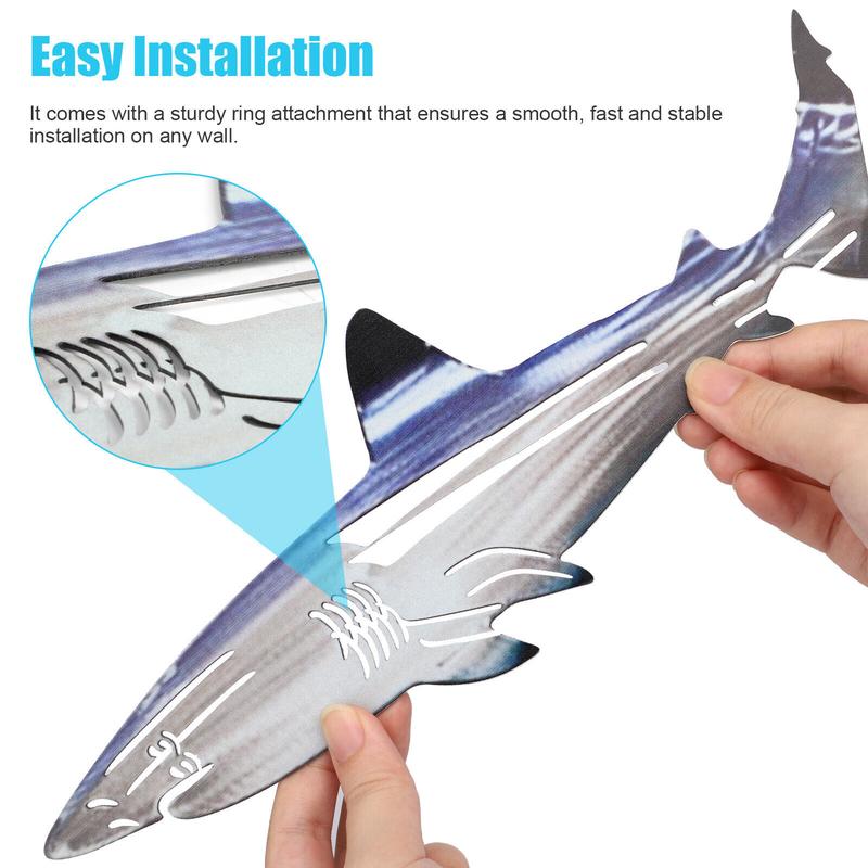 Shark Metal Wall Mounted Decor Art Ocean Fish Hanging Sculpture Home Ornament US