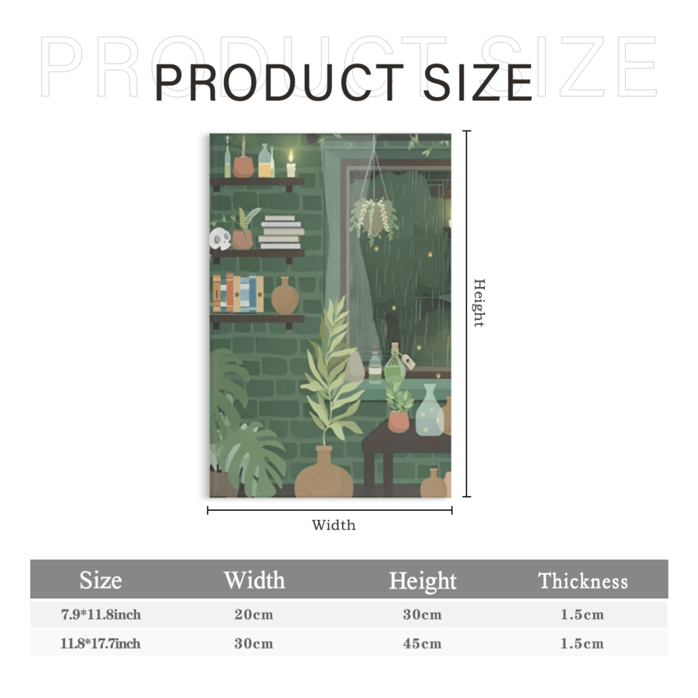 Rainy Day Interior Illustration, Triple Frameless Canvas Painting