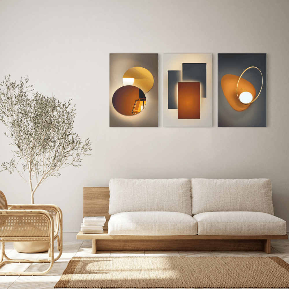 Modern Light Luxury Decorative Pattern, Triple Frameless Canvas Painting