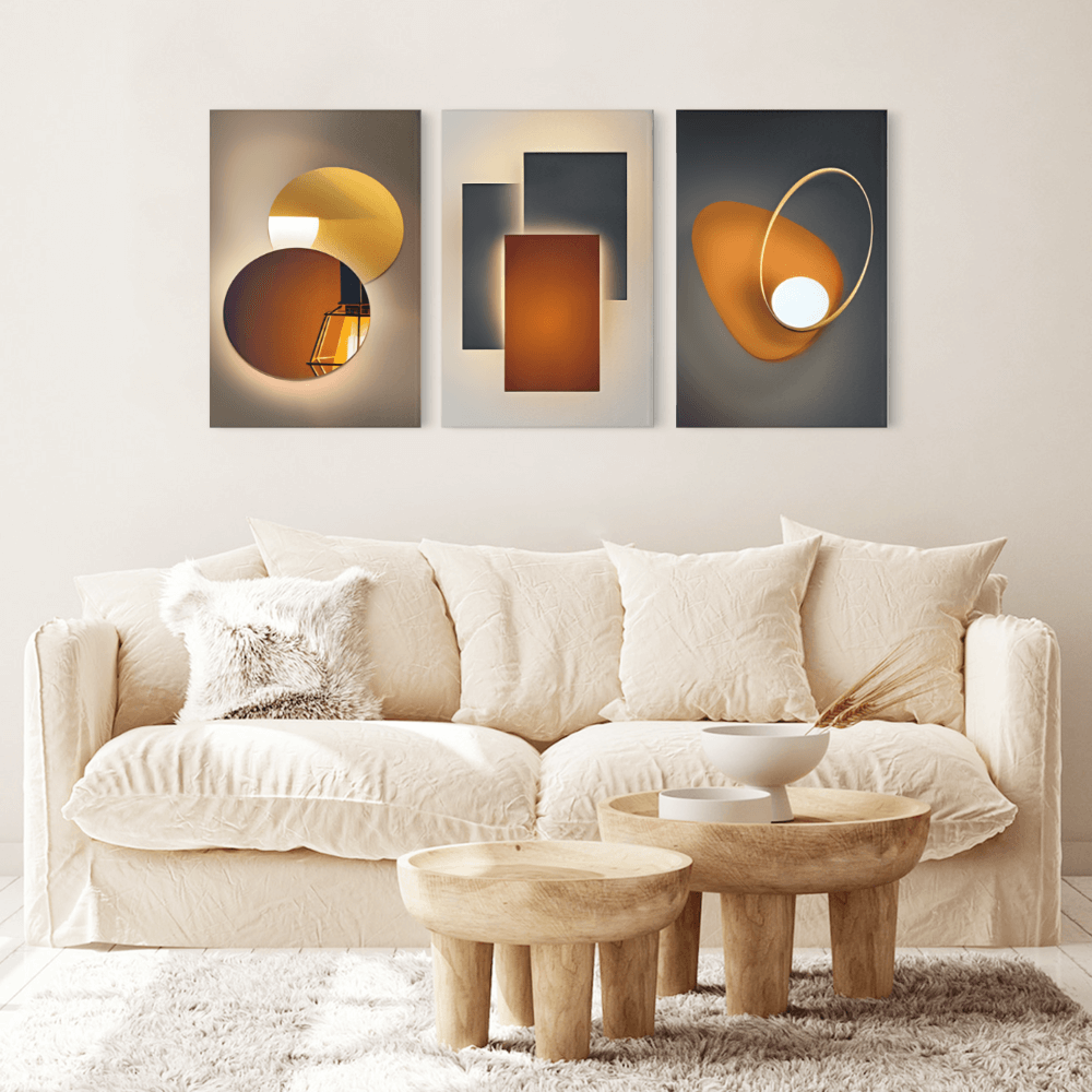 Modern Light Luxury Decorative Pattern, Triple Frameless Canvas Painting