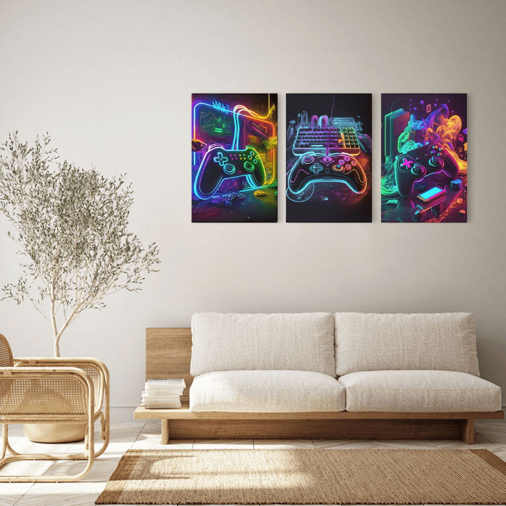 Cool Game Console Design, Triple Frameless Canvas Painting