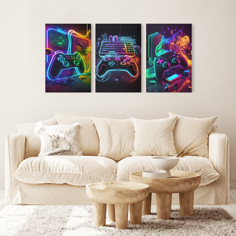 Cool Game Console Design, Triple Frameless Canvas Painting