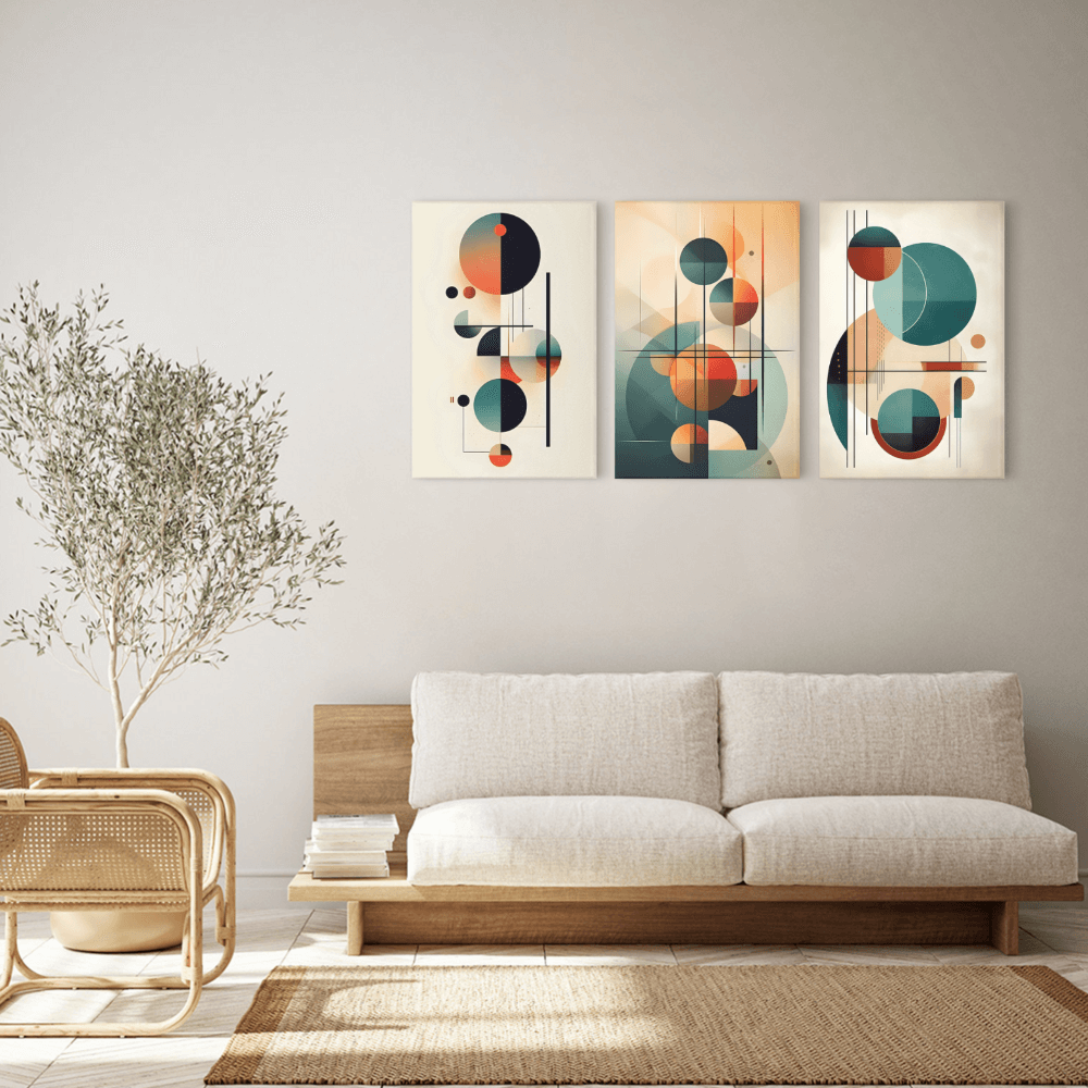 Simple Modern Pattern,Triple Frameless Canvas Painting