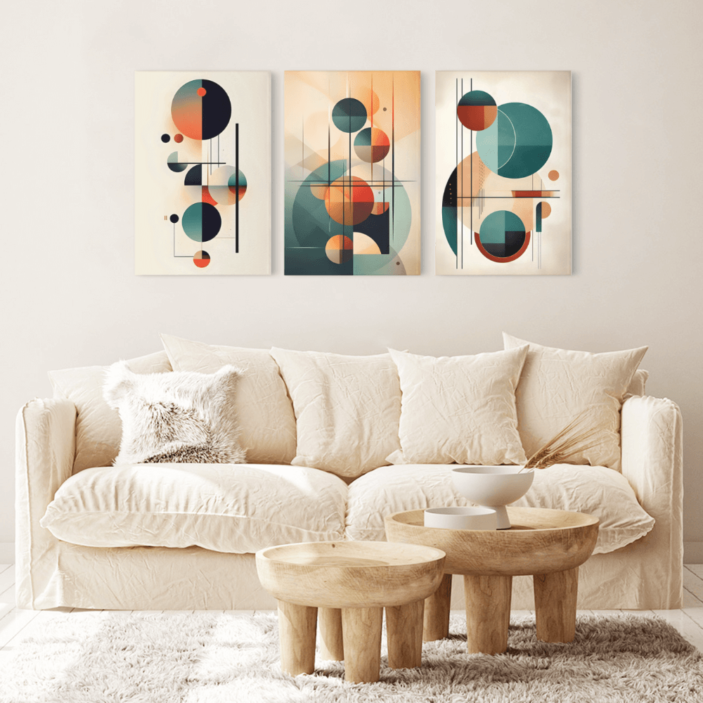 Simple Modern Pattern,Triple Frameless Canvas Painting