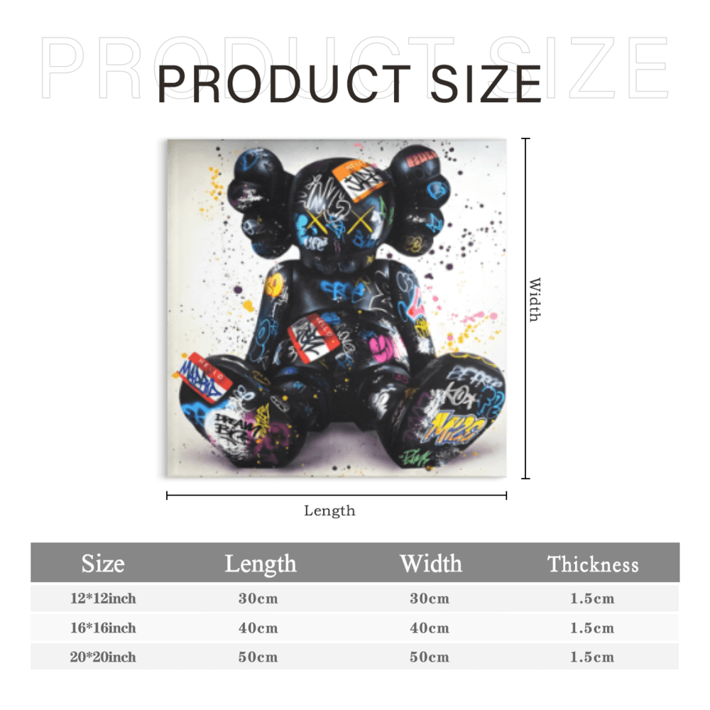 Creative Fluid bear Design,Square Triple Frameless Canvas Painting