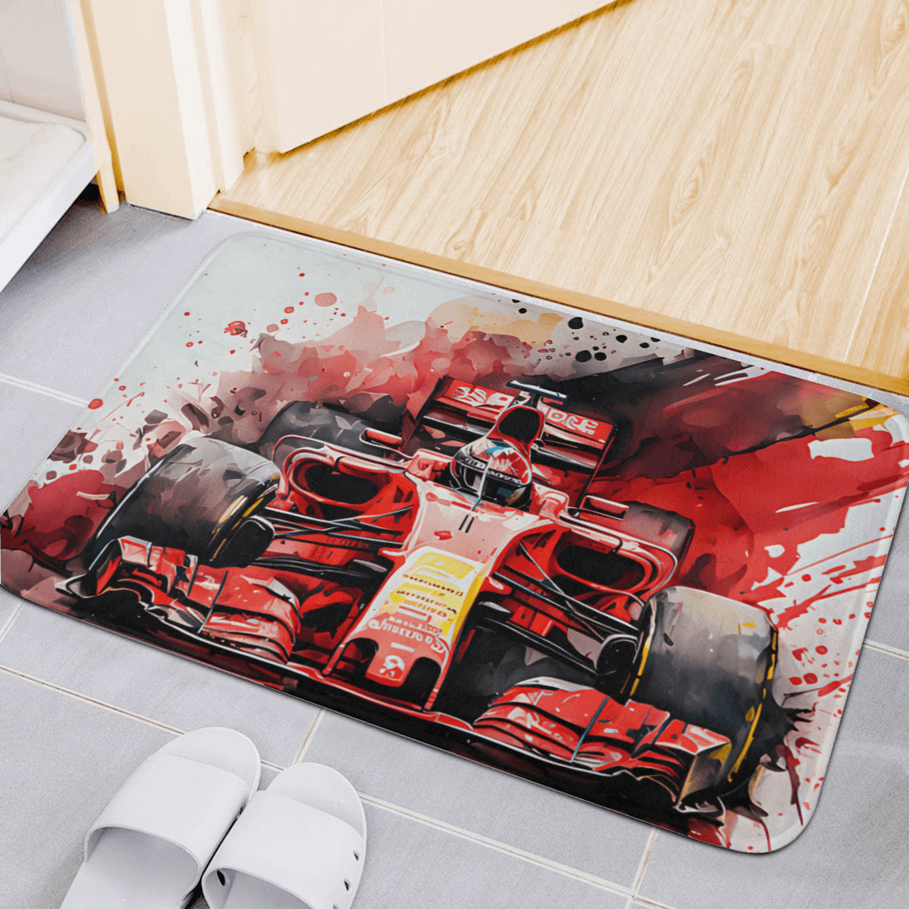 Racing Car Creative Illustration, Rectangular Non-Slip Soft And Comfortable Floormat