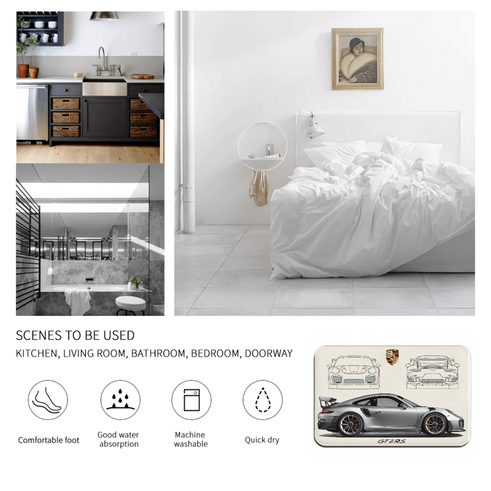 Car Model Creative Pattern, Rectangular Non-Slip Soft And Comfortable Floormat