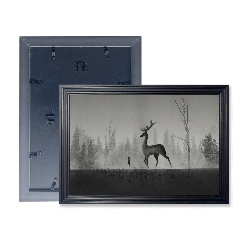 Dark Elk Decorative Design, Horizontal Framed Simple Decorative Canvas Painting