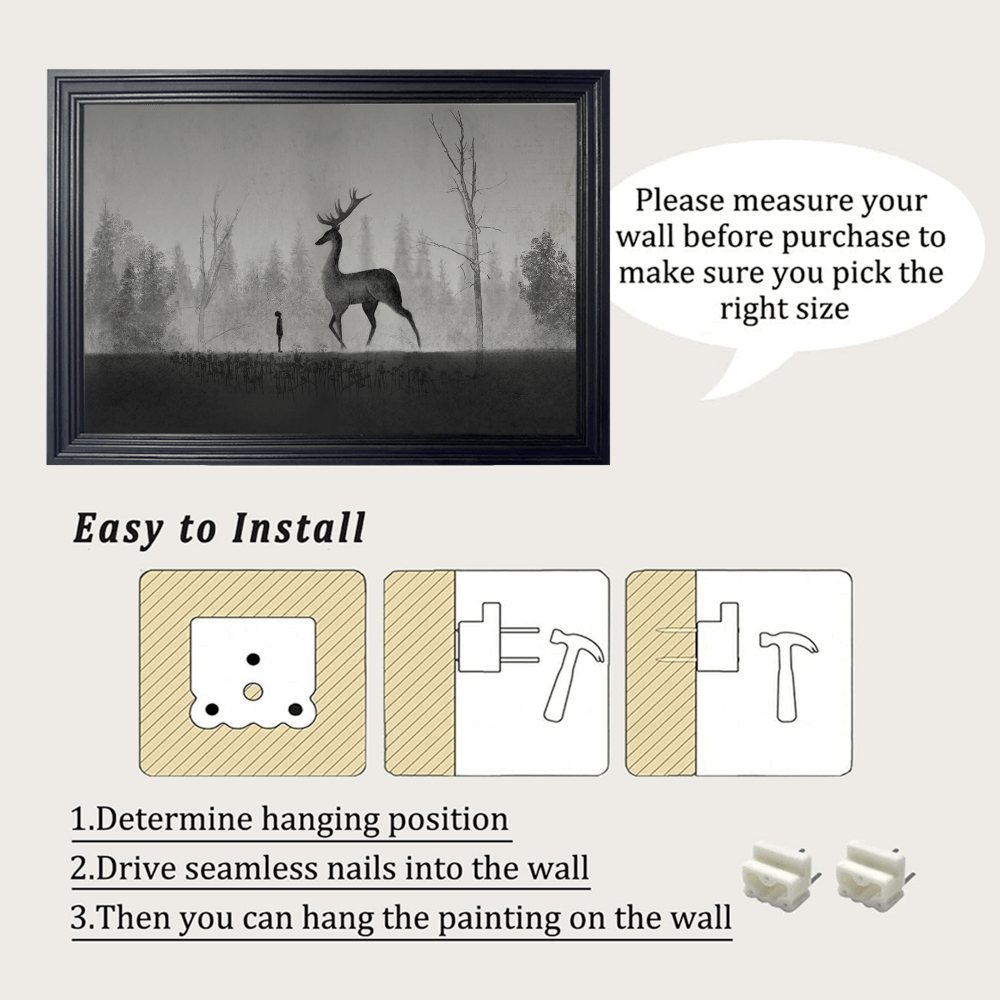 Dark Elk Decorative Design, Horizontal Framed Simple Decorative Canvas Painting