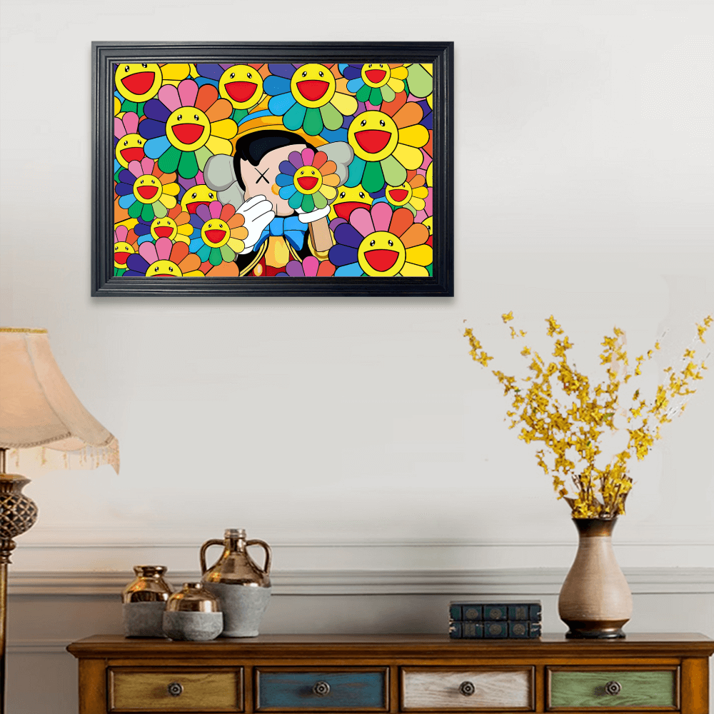 Sunflower Creative Pattern, Horizontal Framed Simple Decorative Canvas Painting