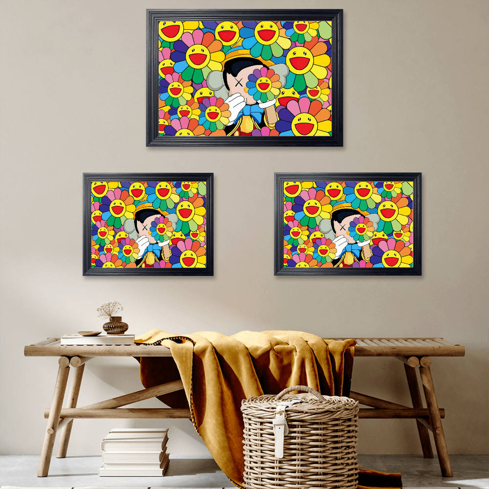 Sunflower Creative Pattern, Horizontal Framed Simple Decorative Canvas Painting