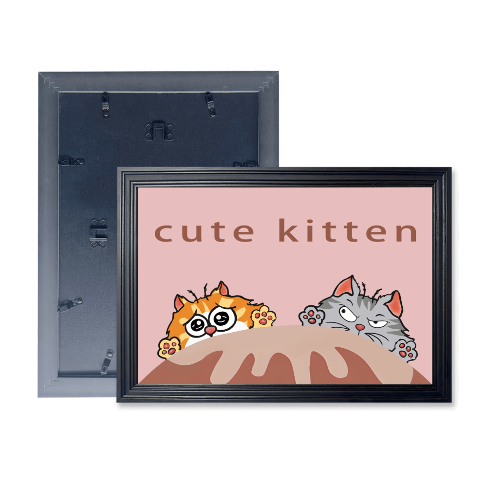 Cute Kitten Creative Pattern, Horizontal Framed Simple Decorative Canvas Painting