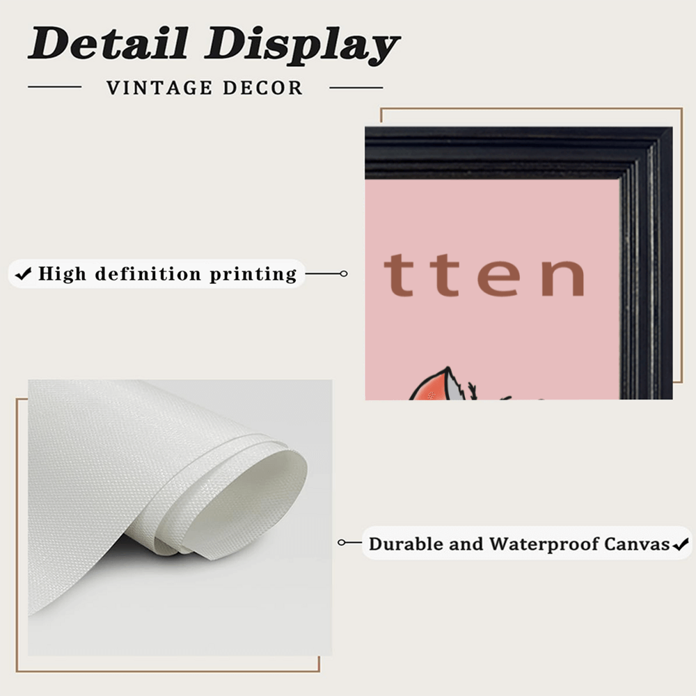 Cute Kitten Creative Pattern, Horizontal Framed Simple Decorative Canvas Painting