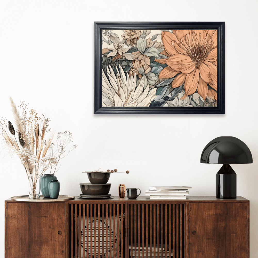 Floral Creative Pattern ,Horizontal Framed Simple Decorative Canvas Painting