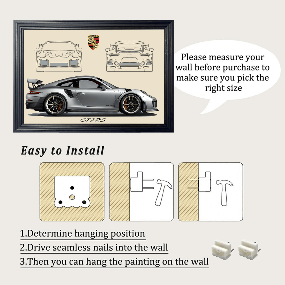 Car Model Creative Pattern, Horizontal Framed Simple Decorative Canvas Painting