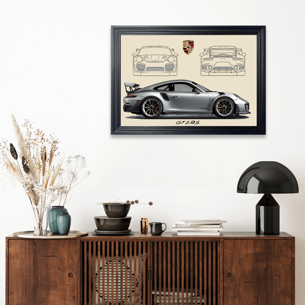 Car Model Creative Pattern, Horizontal Framed Simple Decorative Canvas Painting