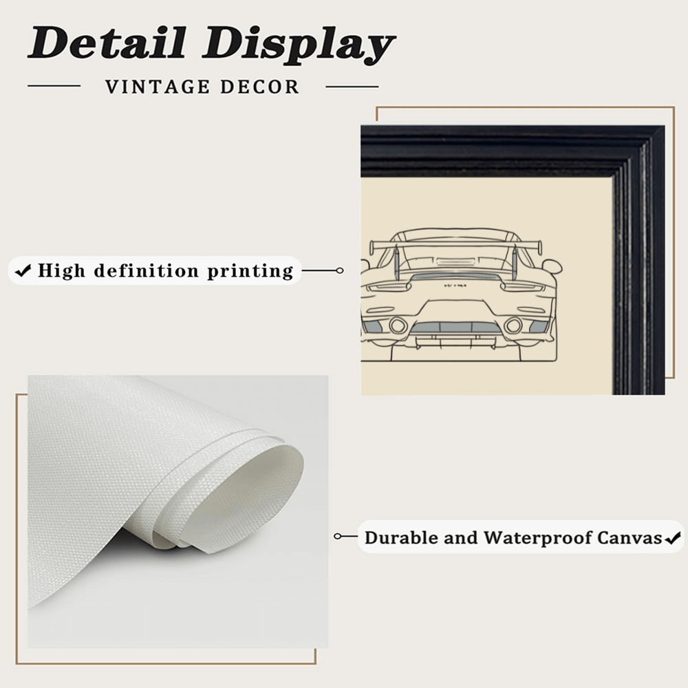 Car Model Creative Pattern, Horizontal Framed Simple Decorative Canvas Painting