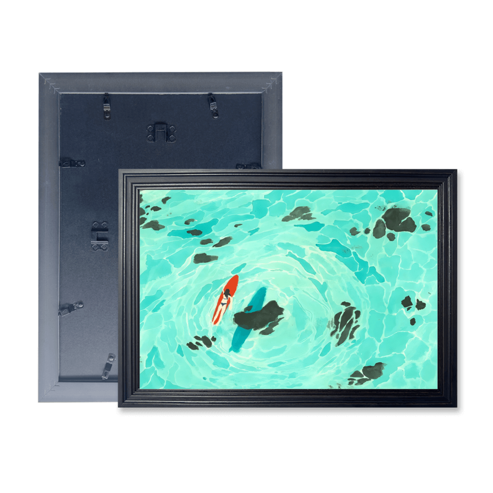 Creative Illustration Of Small Fish In Pond, Horizontal Framed Simple Decorative Canvas Painting