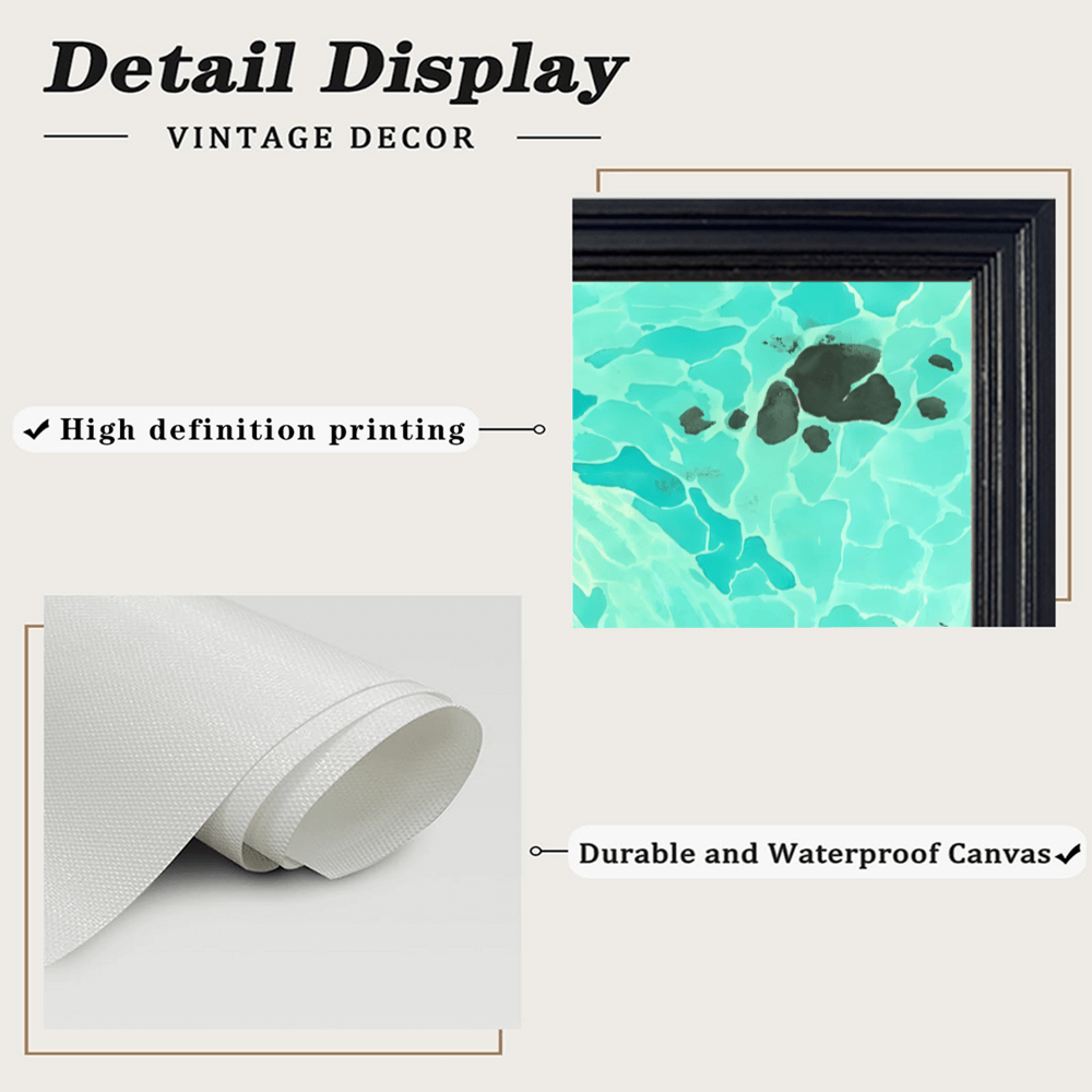 Creative Illustration Of Small Fish In Pond, Horizontal Framed Simple Decorative Canvas Painting