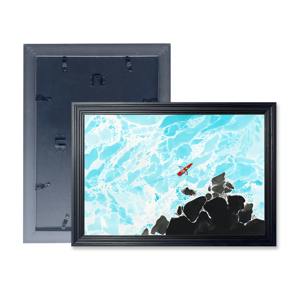 Ocean Waves Creative Illustration, Horizontal Framed Simple Decorative Canvas Painting