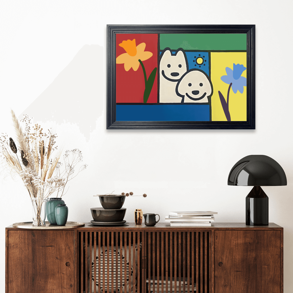 Creative Illustration Pattern, Horizontal Framed Simple Decorative Canvas Painting